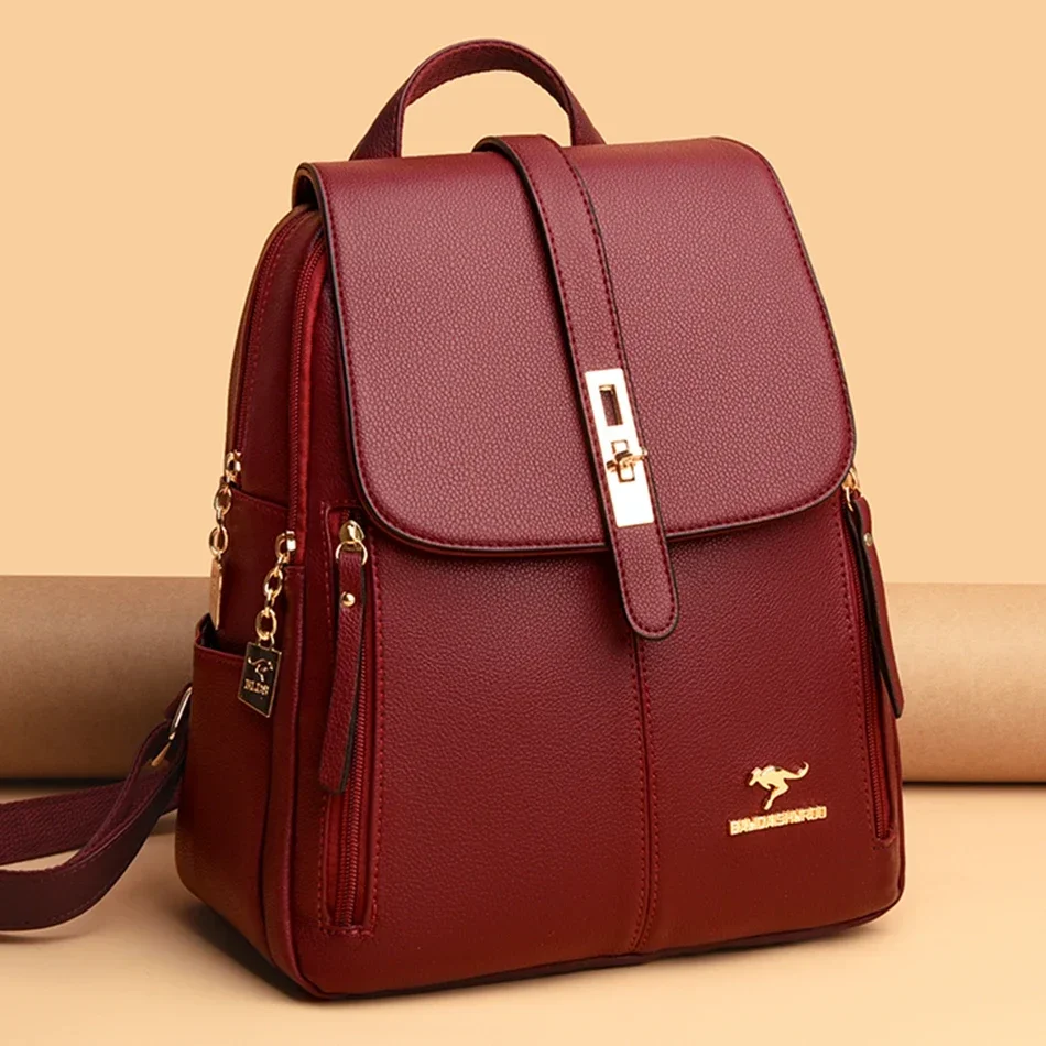 Luxury Bags Leather - Женский кожаный рюкзак большой емкости, винтажная